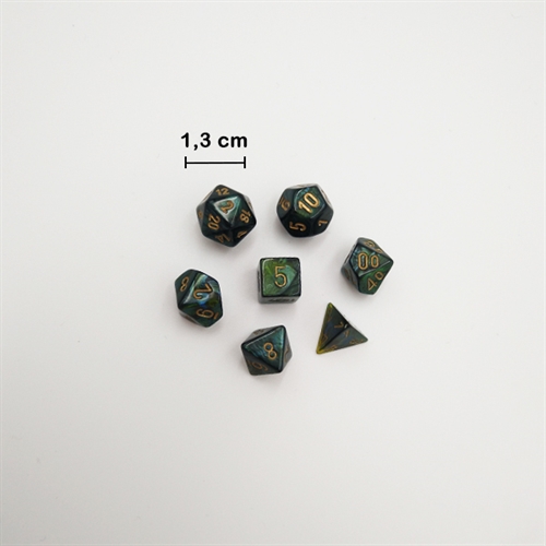 Mini Scarab Jade Gold - Mini Polyhedral Rollespils Terning Sæt - Chessex